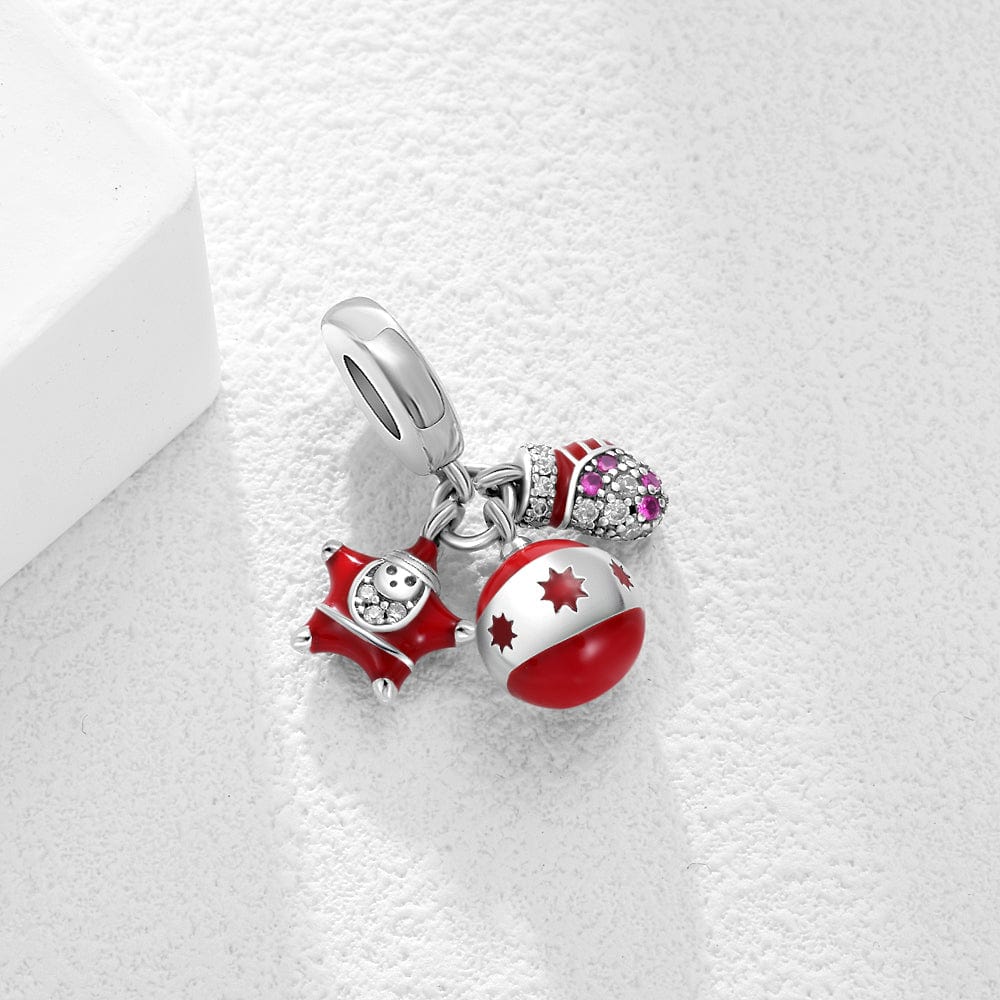 Pangama Jewelry Christmas Ornament, Star & Mitten Triple Dangle Charm