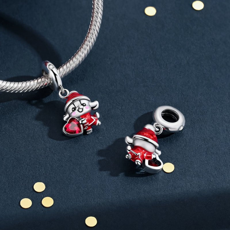 Pangama Jewelry Christmas Puppy with Red Heart Dangle Charm