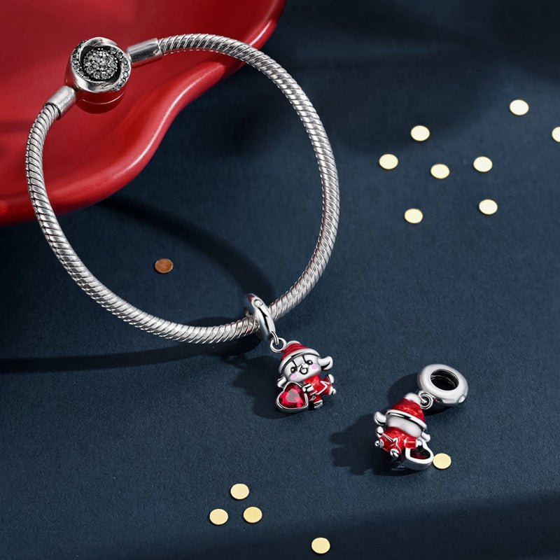 Pangama Jewelry Christmas Puppy with Red Heart Dangle Charm