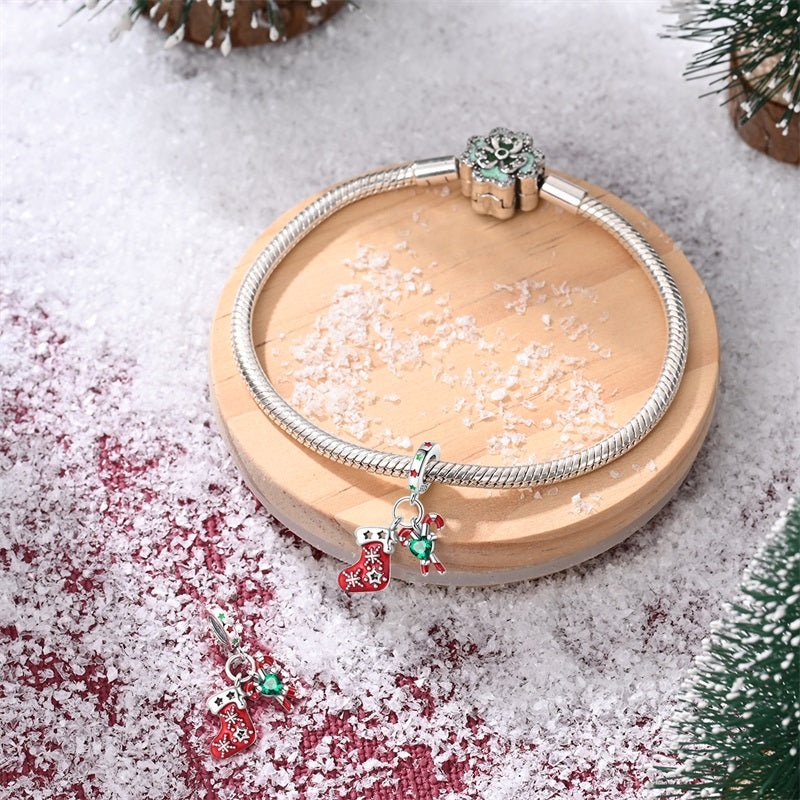 Pangama Jewelry Christmas Stocking & Candy Cane Dangle Charm