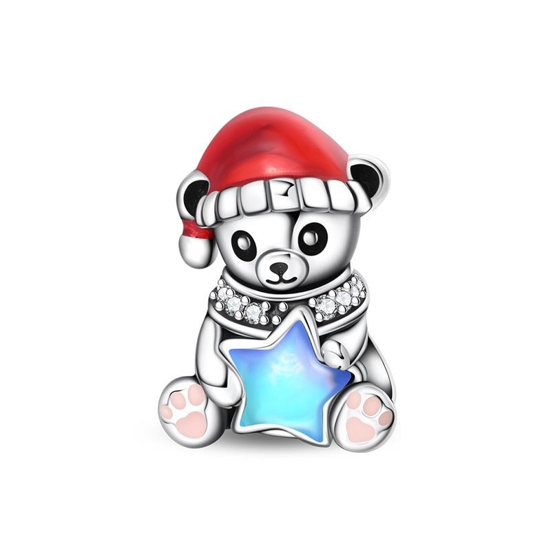 Pangama Jewelry Christmas Teddy Bear with Blue Star Charm