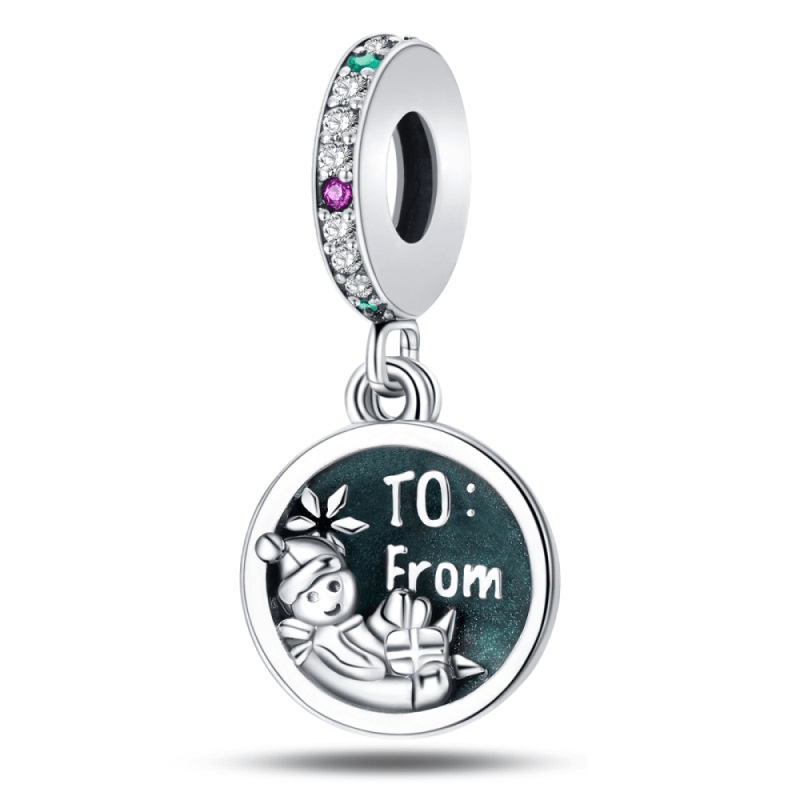 Pangama Jewelry Christmas "To From North Pole" Dangle Charm