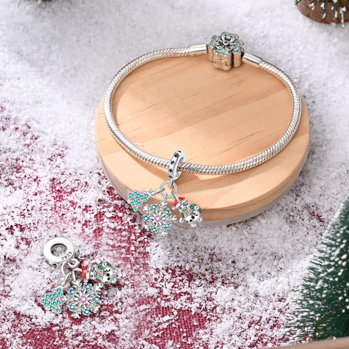 Pangama Jewelry Christmas Tree, Snowflake & Snowman Triple Dangle Charm