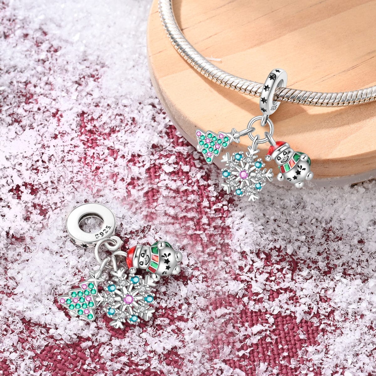 Pangama Jewelry Christmas Tree, Snowflake & Snowman Triple Dangle Charm