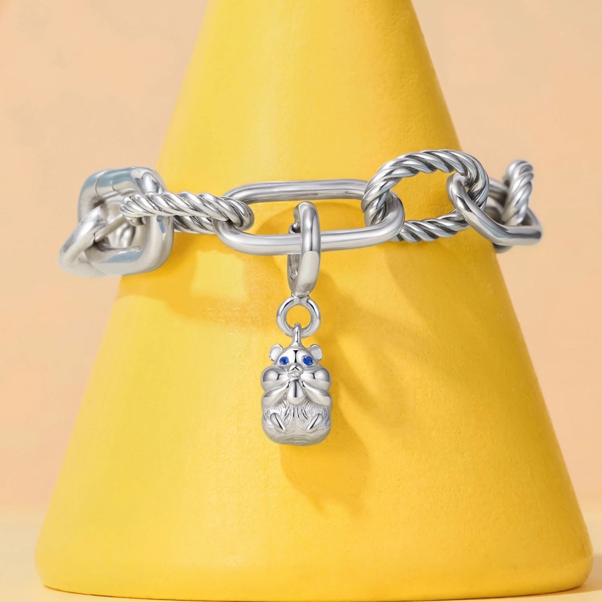 Pangama Jewelry Chubby Hamster with Blue Eyes Dangle Charm