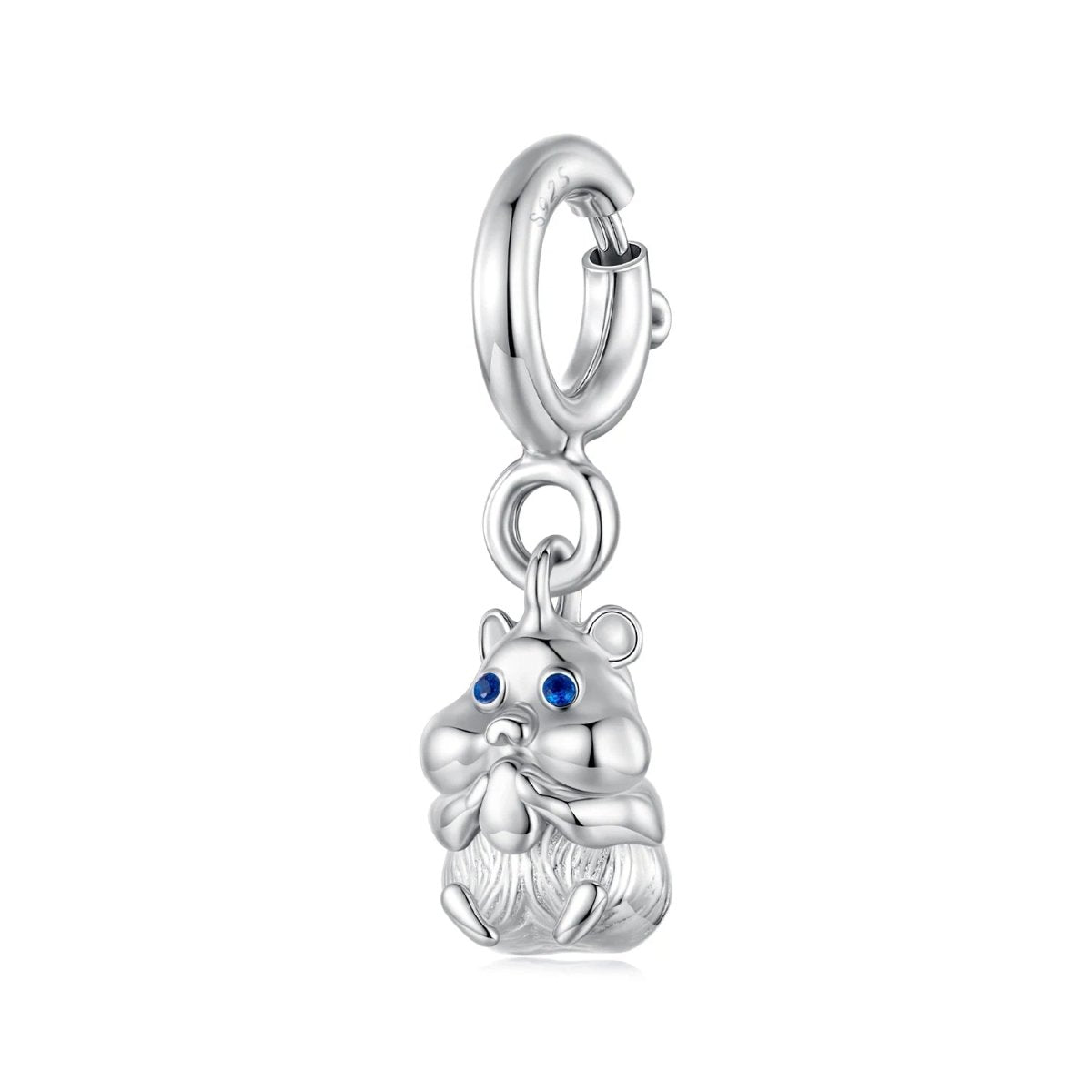 Pangama Jewelry Chubby Hamster with Blue Eyes Dangle Charm