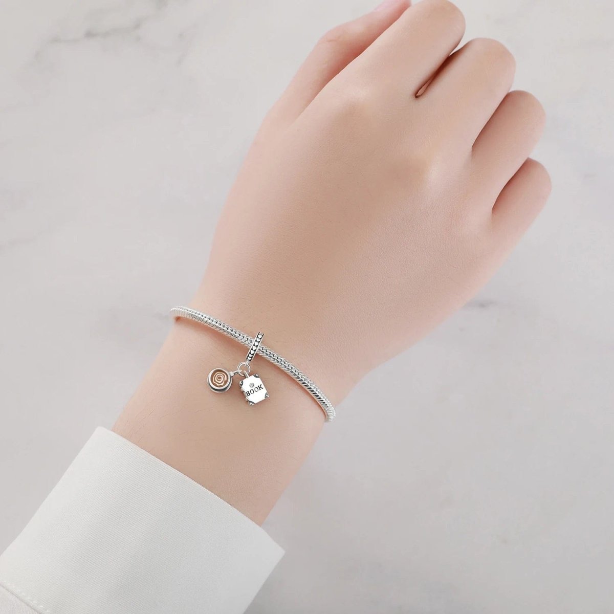 Pangama Jewelry Coffee Cup & Book Dangle Charm