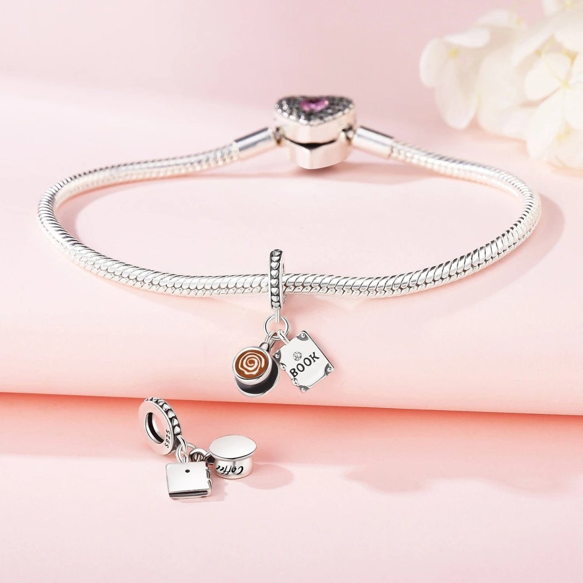 Pangama Jewelry Coffee Cup & Book Dangle Charm