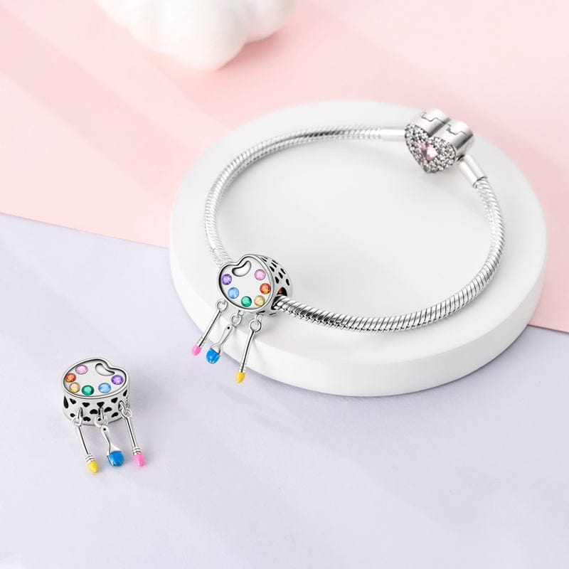 Pangama Jewelry Colorful Artist Palette & Paintbrushes Charm