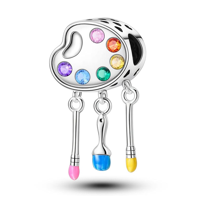 Pangama Jewelry Colorful Artist Palette & Paintbrushes Charm