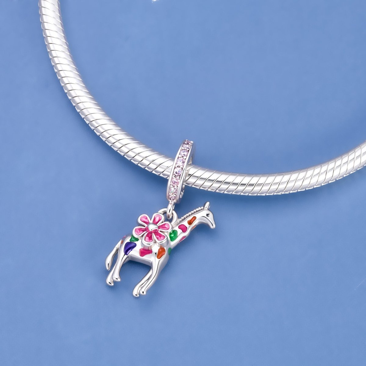 Pangama Jewelry Colorful Giraffe & Flower Dangle Charm