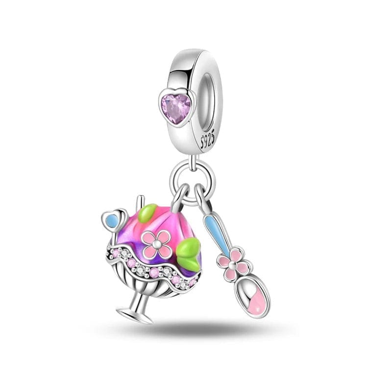 Pangama Jewelry Colorful Sundae and Spoon Dangle Charm