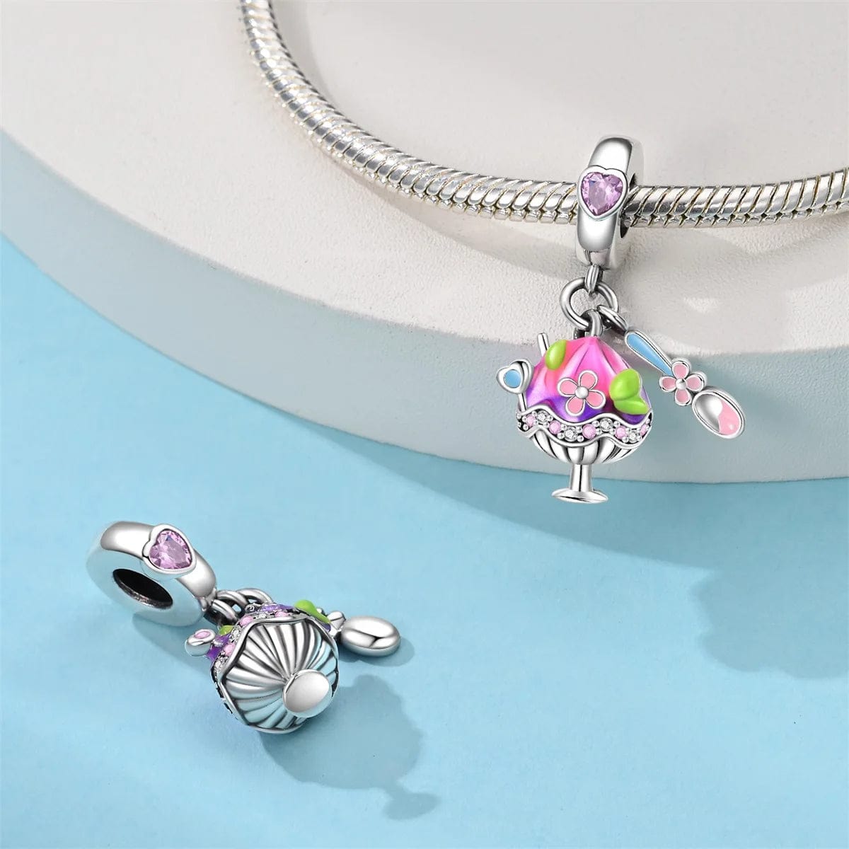 Pangama Jewelry Colorful Sundae and Spoon Dangle Charm