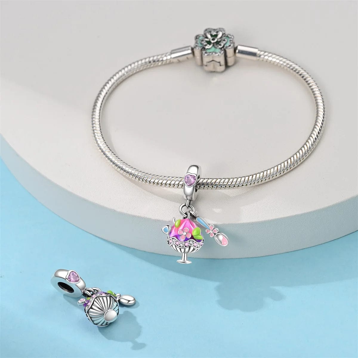 Pangama Jewelry Colorful Sundae and Spoon Dangle Charm