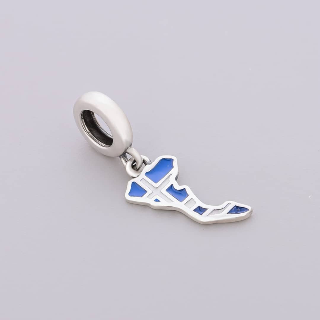 Pangama Jewelry Corfu Island Map Flag Dangle Charm