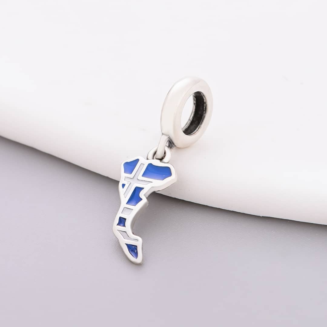 Pangama Jewelry Corfu Island Map Flag Dangle Charm
