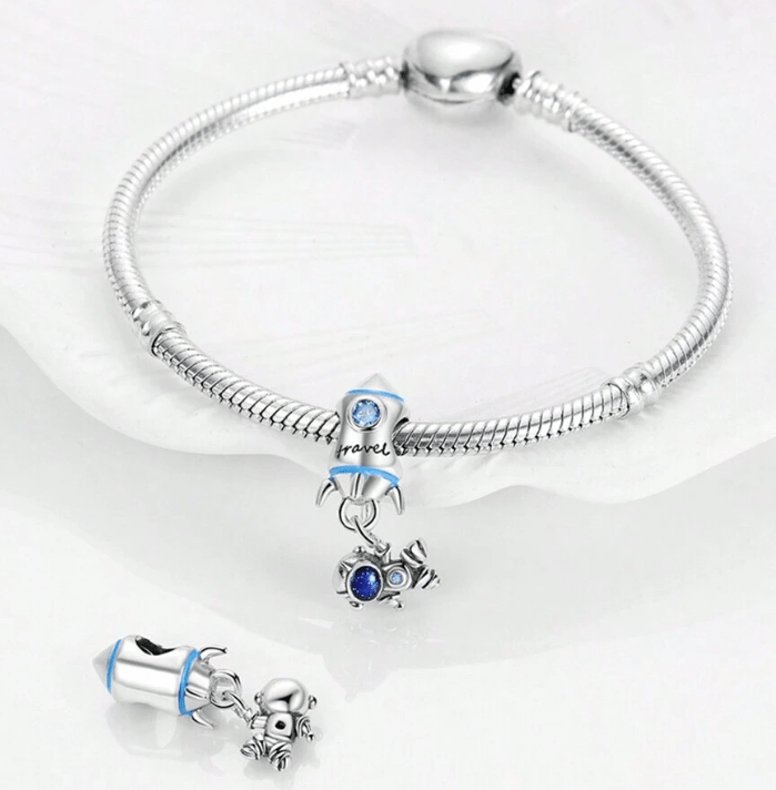 Pangama Jewelry Cosmic Rocket & Astronaut Travel Charm