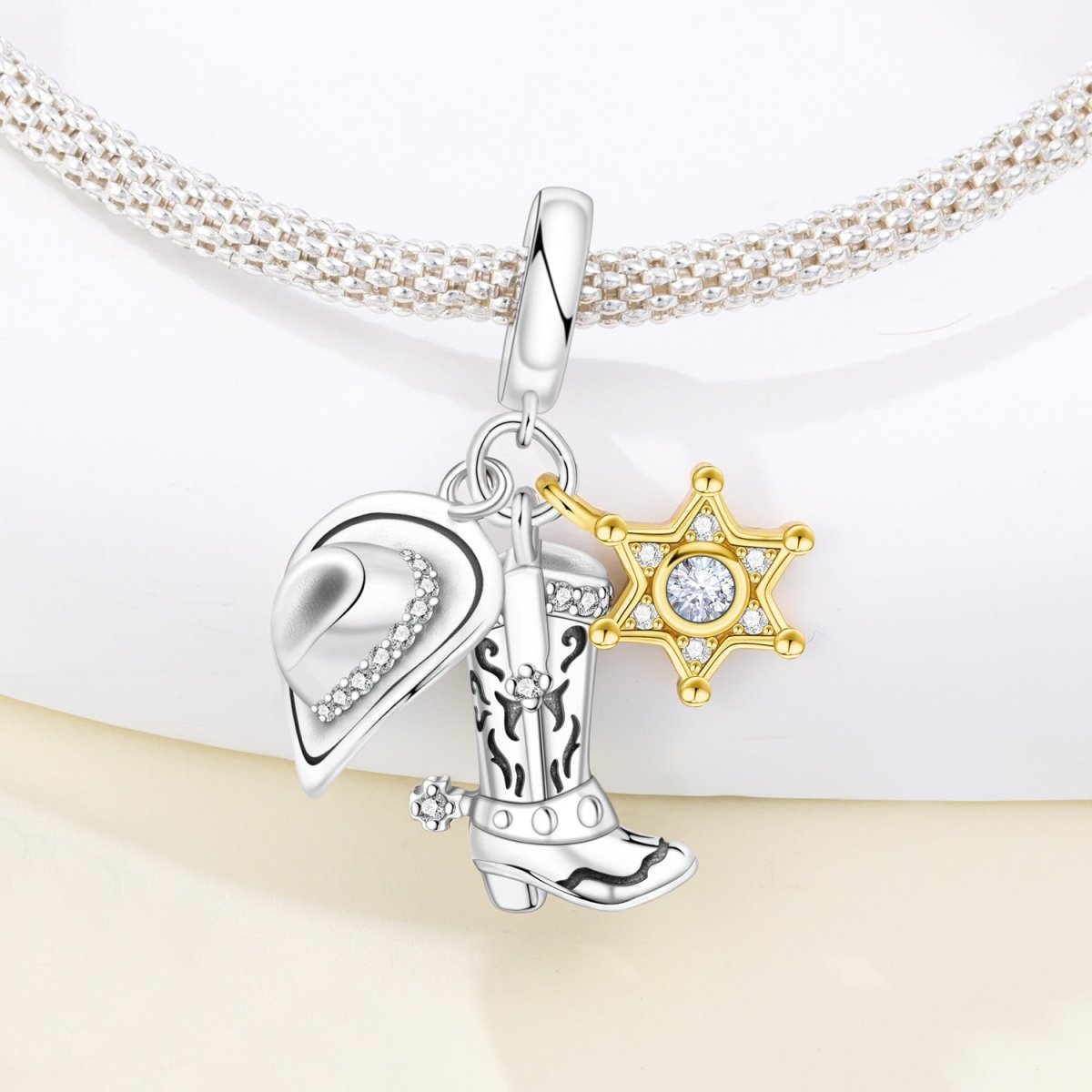 Pangama Jewelry Cowboy Hat, Boot & Sheriff Star Dangle Charm