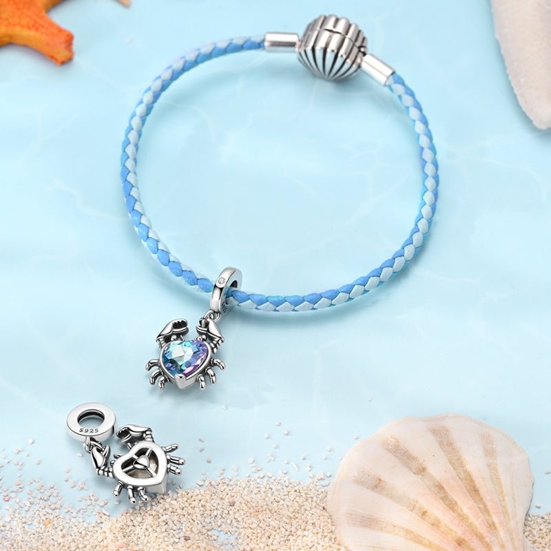 Pangama Jewelry Crab with Heart - Shaped Crystal Dangle Charm