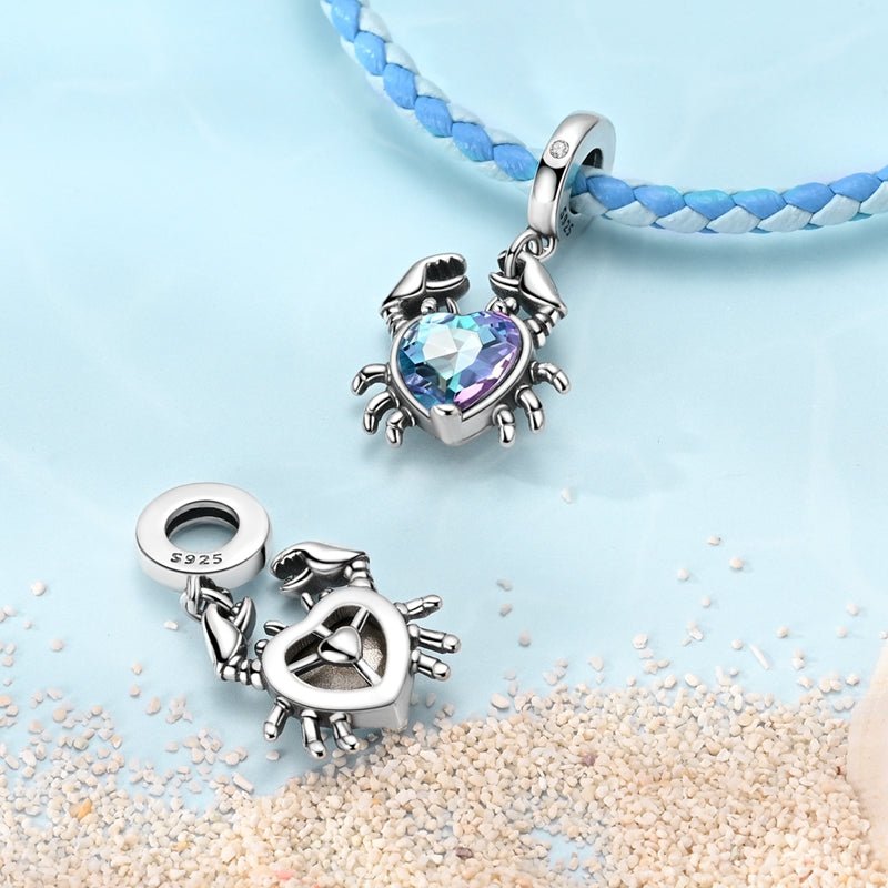 Pangama Jewelry Crab with Heart - Shaped Crystal Dangle Charm