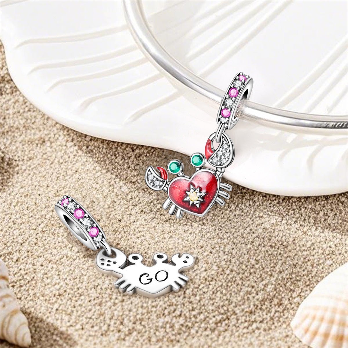 Pangama Jewelry Crab with Heart Shell Dangle Charm