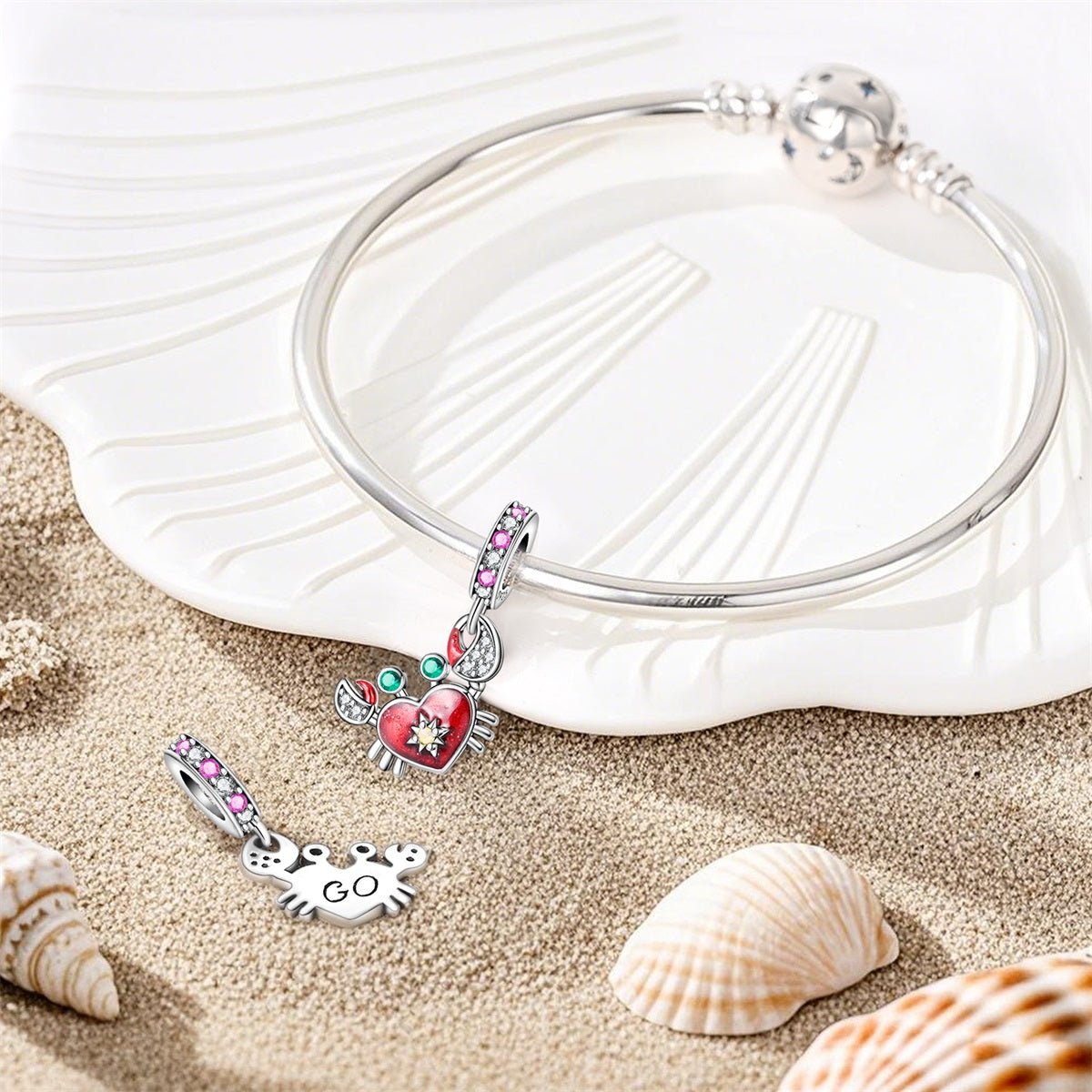 Pangama Jewelry Crab with Heart Shell Dangle Charm