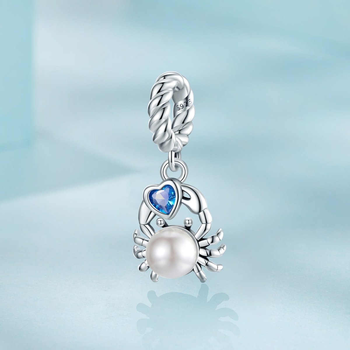 Pangama Jewelry Crab with Pearl & Blue Heart Dangle Charm