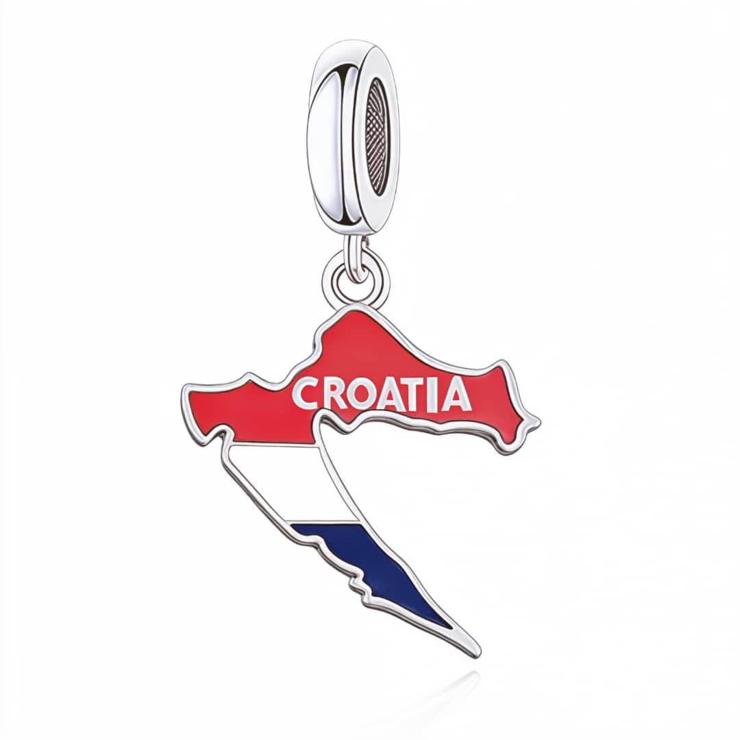 Pangama Jewelry Croatia Map Flag Dangle Charm