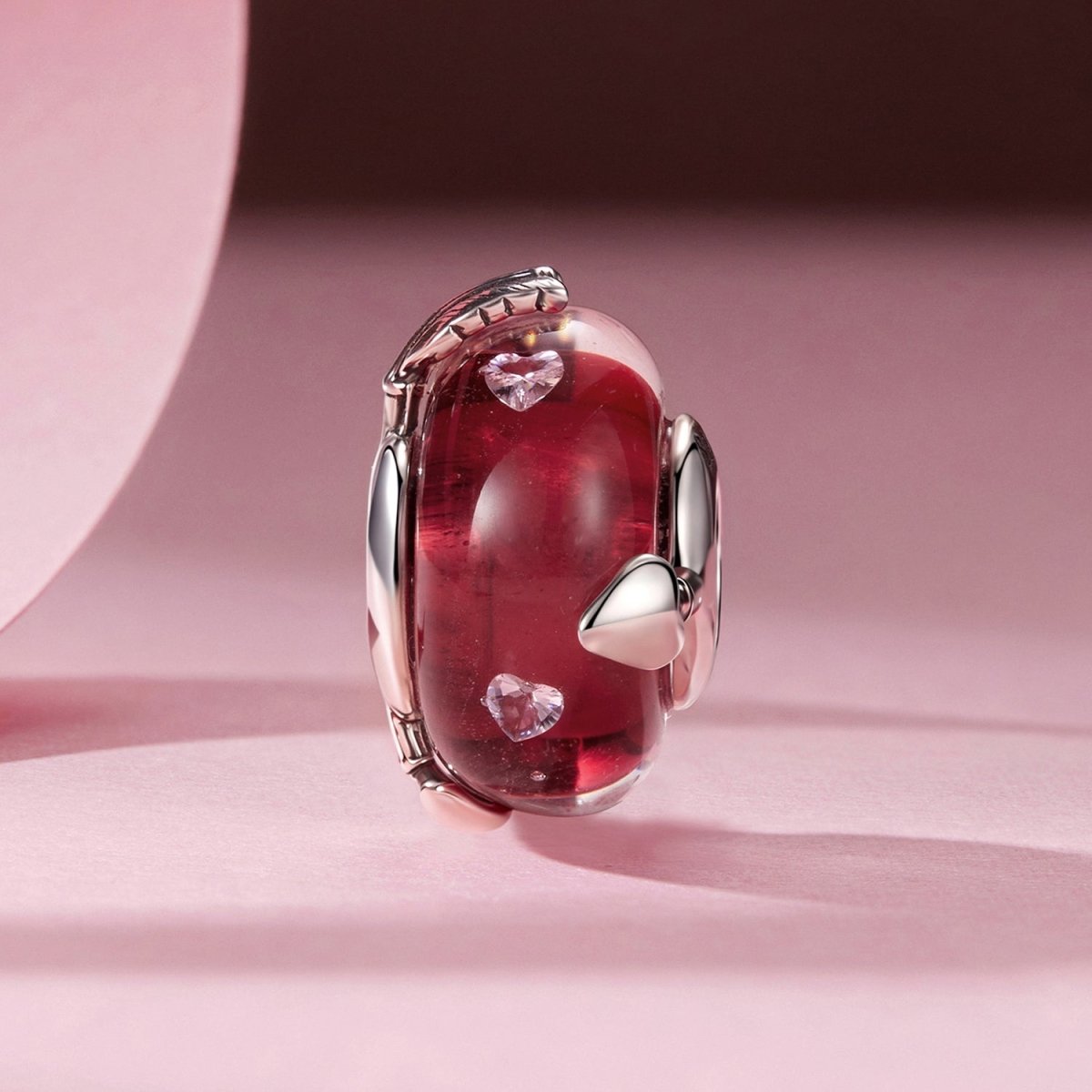 Pangama Jewelry Cupid’s Arrow Red Heart Glass Charm