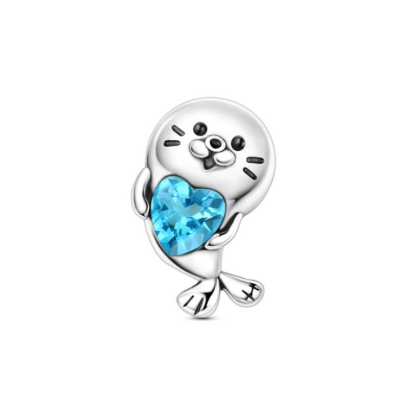 Pangama Jewelry Cute Seal with Blue Heart Charm