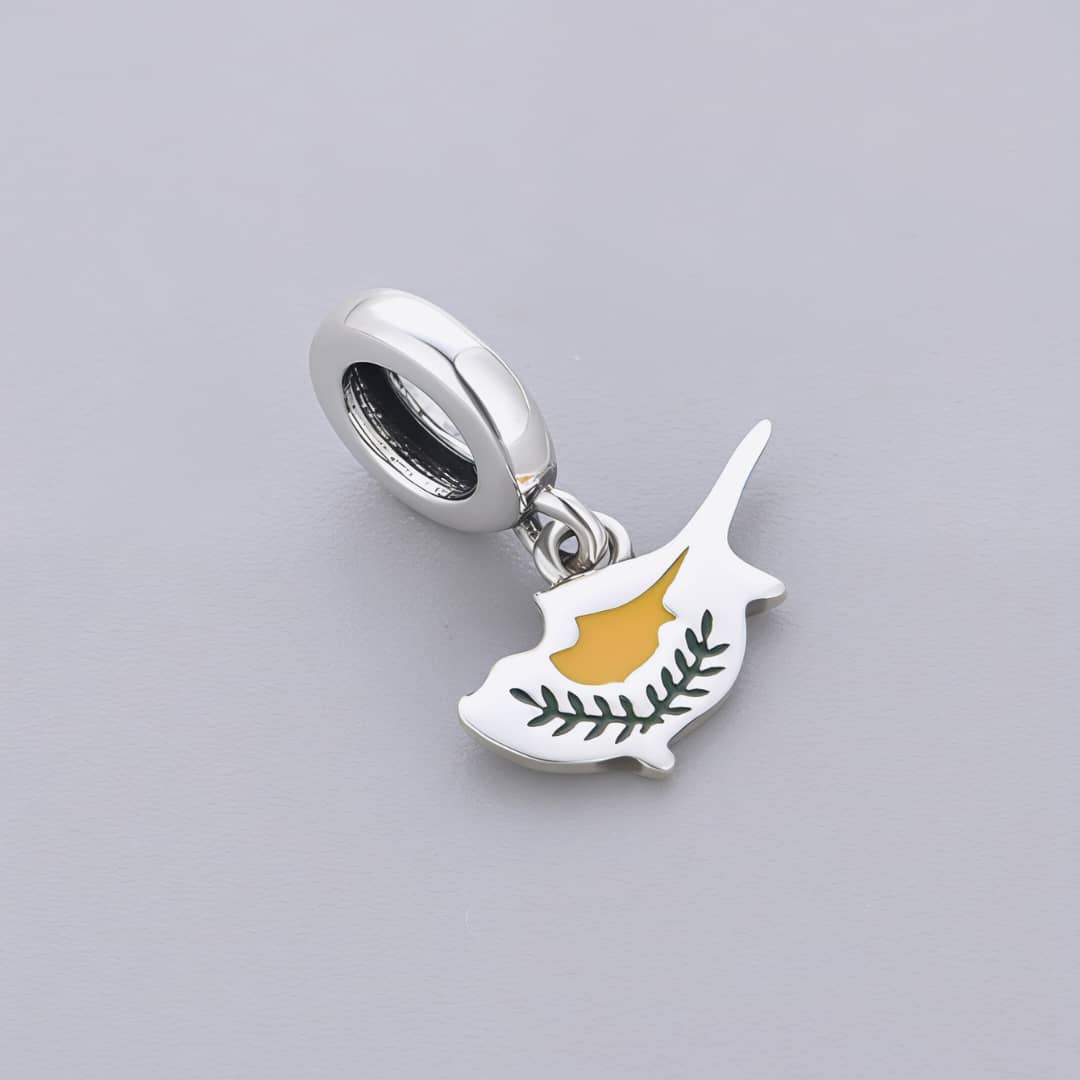 Pangama Jewelry Cyprus Island Flag Dangle Charm