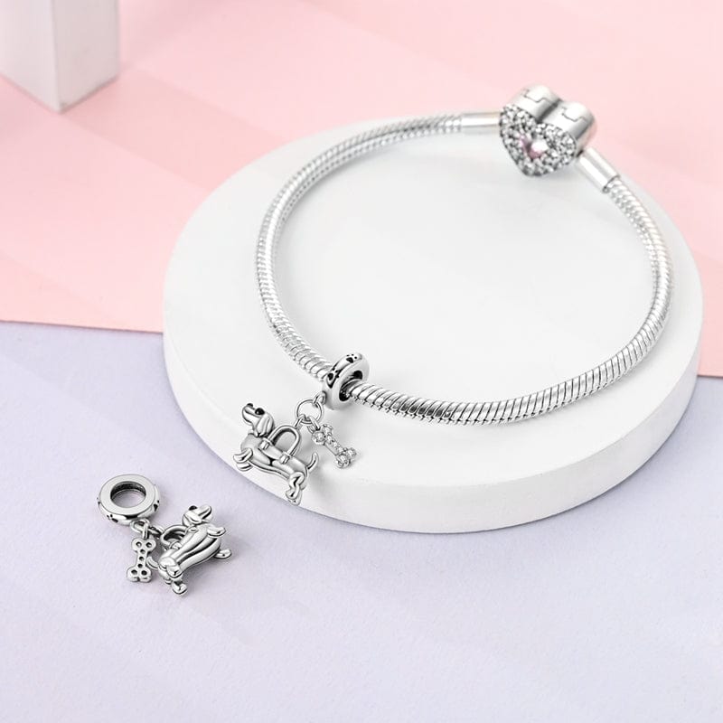 Pangama Jewelry Dachshund & Bone Double Dangle Charm