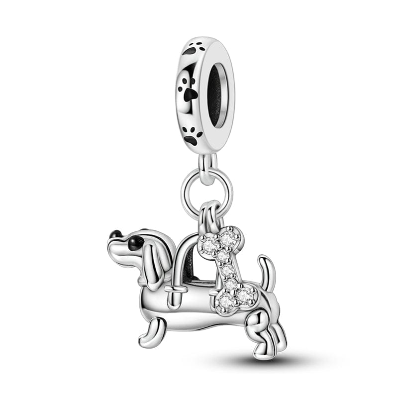 Pangama Jewelry Dachshund & Bone Double Dangle Charm