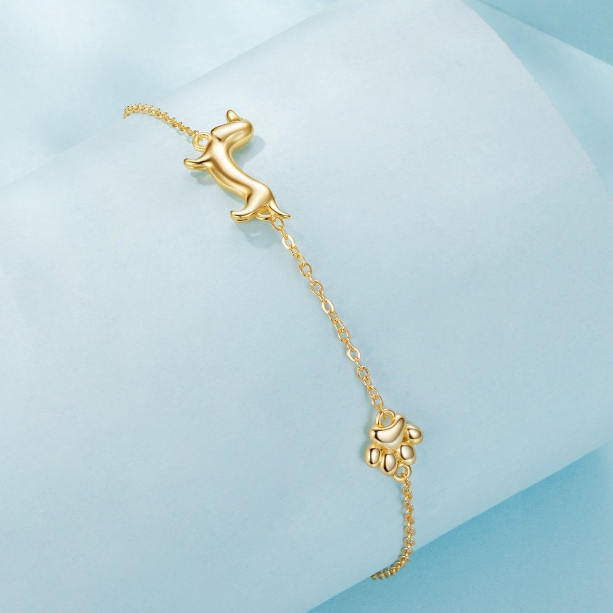 Pangama Jewelry Dachshund & Paw Print Chain Bracelet