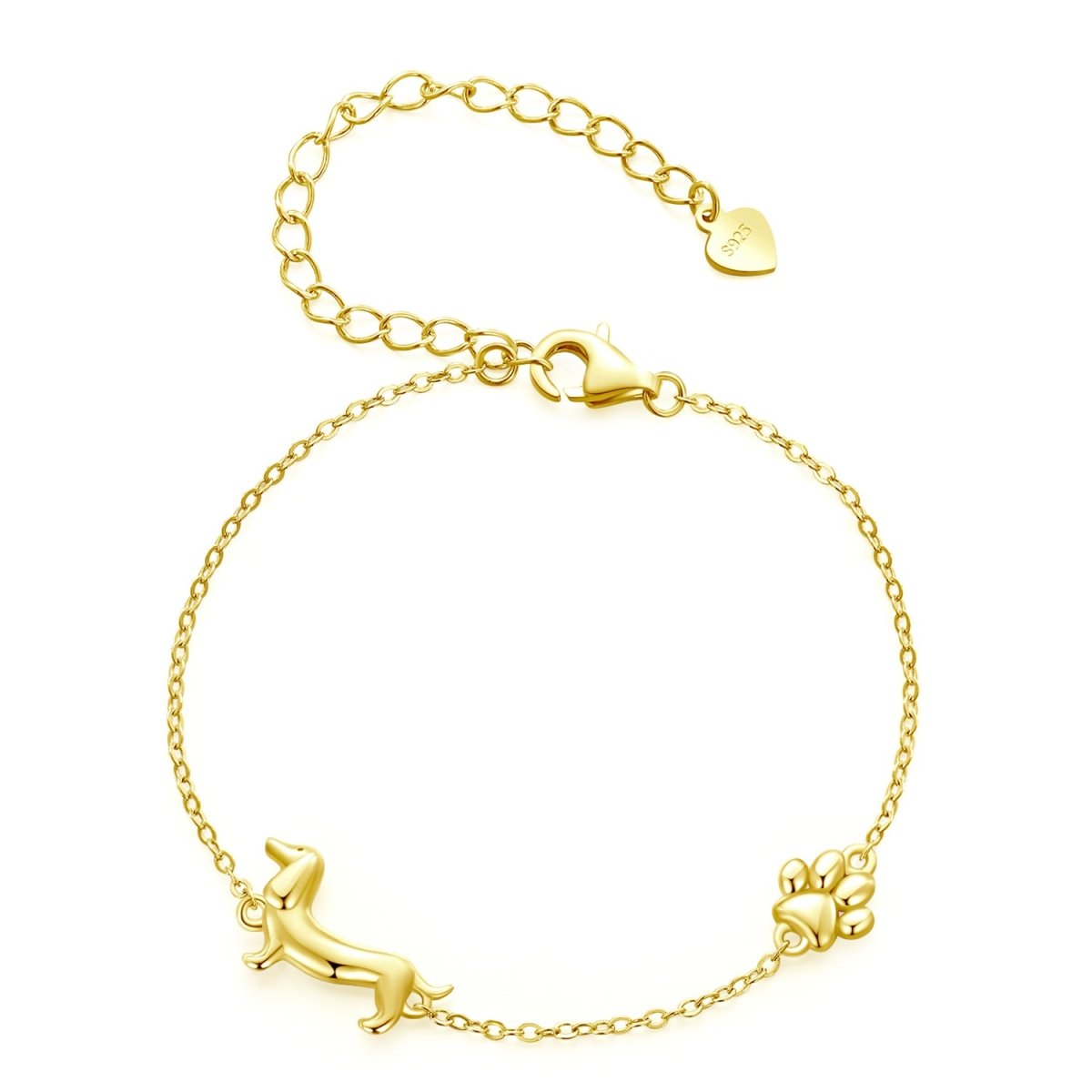 Pangama Jewelry Dachshund & Paw Print Chain Bracelet