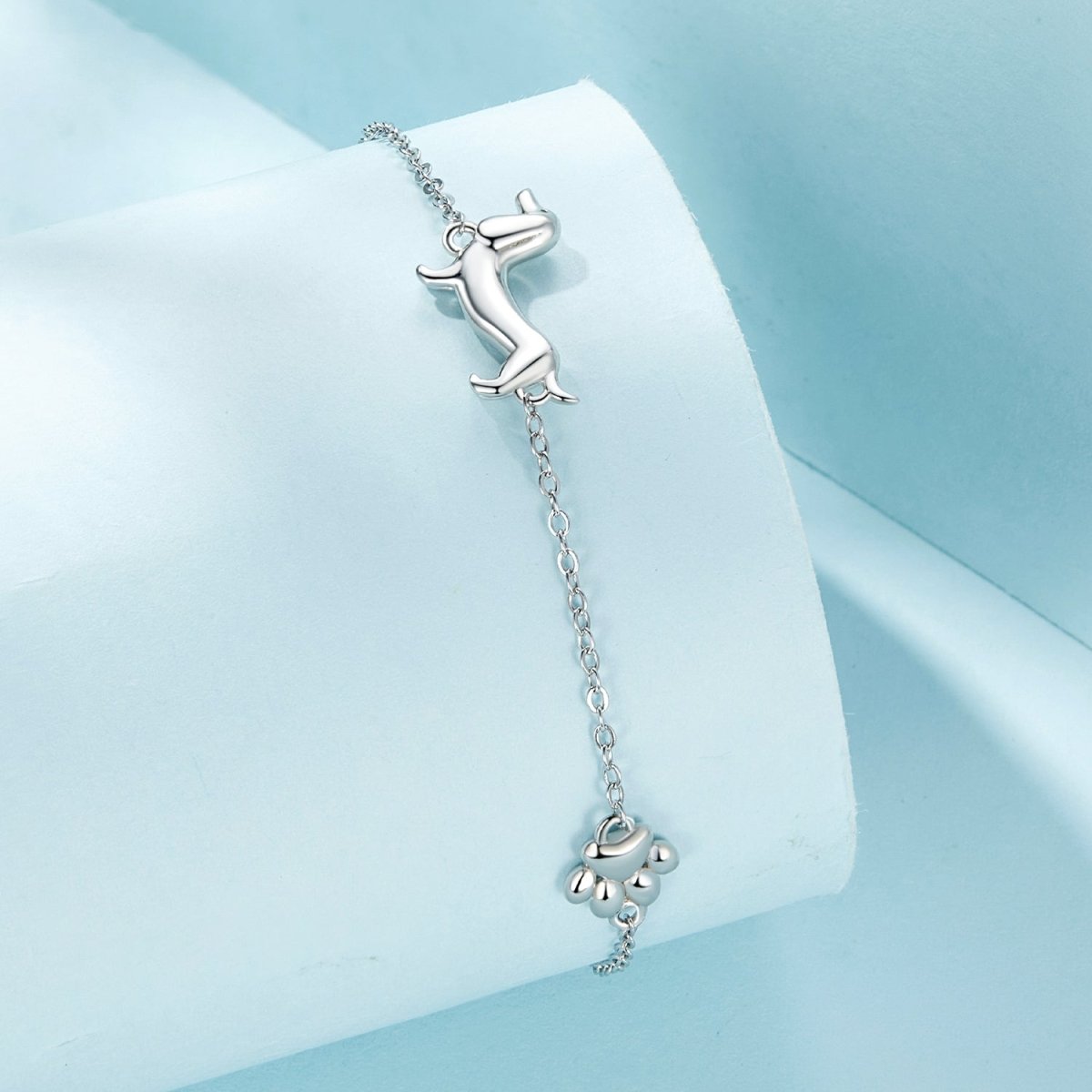 Pangama Jewelry Dachshund & Paw Print Chain Bracelet