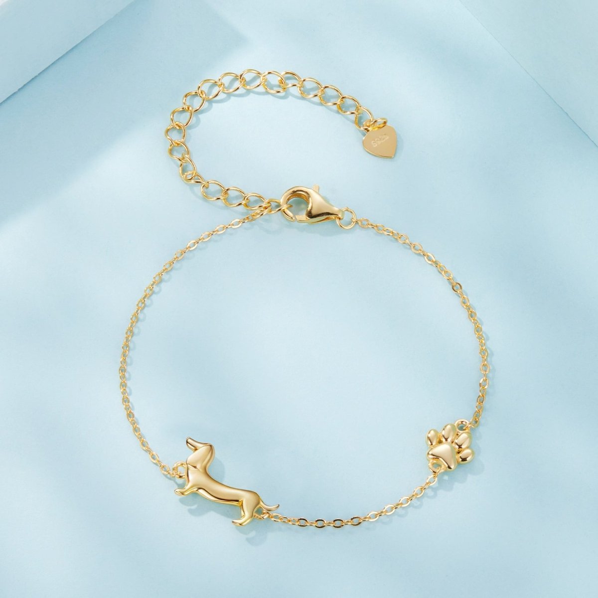 Pangama Jewelry Dachshund & Paw Print Chain Bracelet