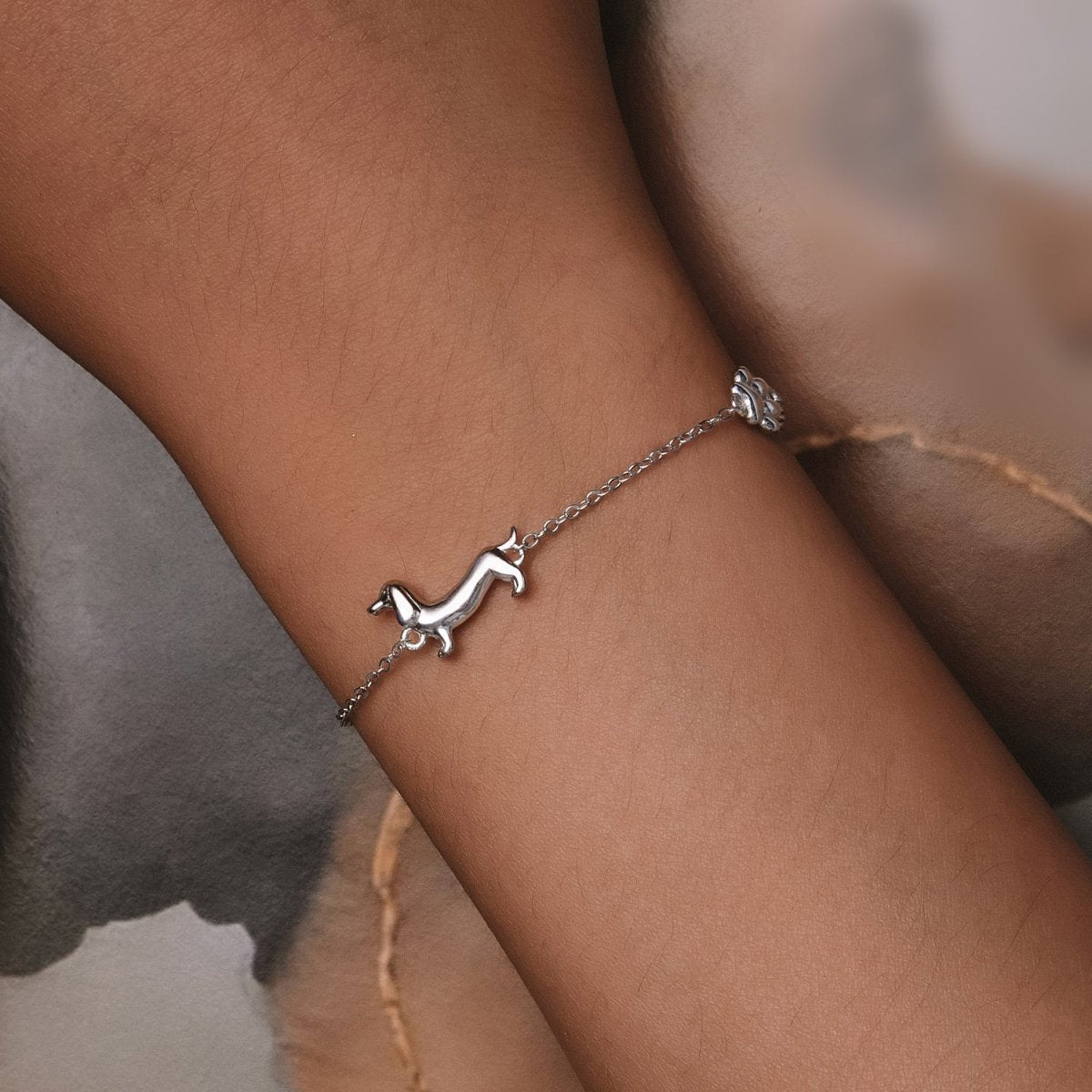 Pangama Jewelry Dachshund & Paw Print Chain Bracelet