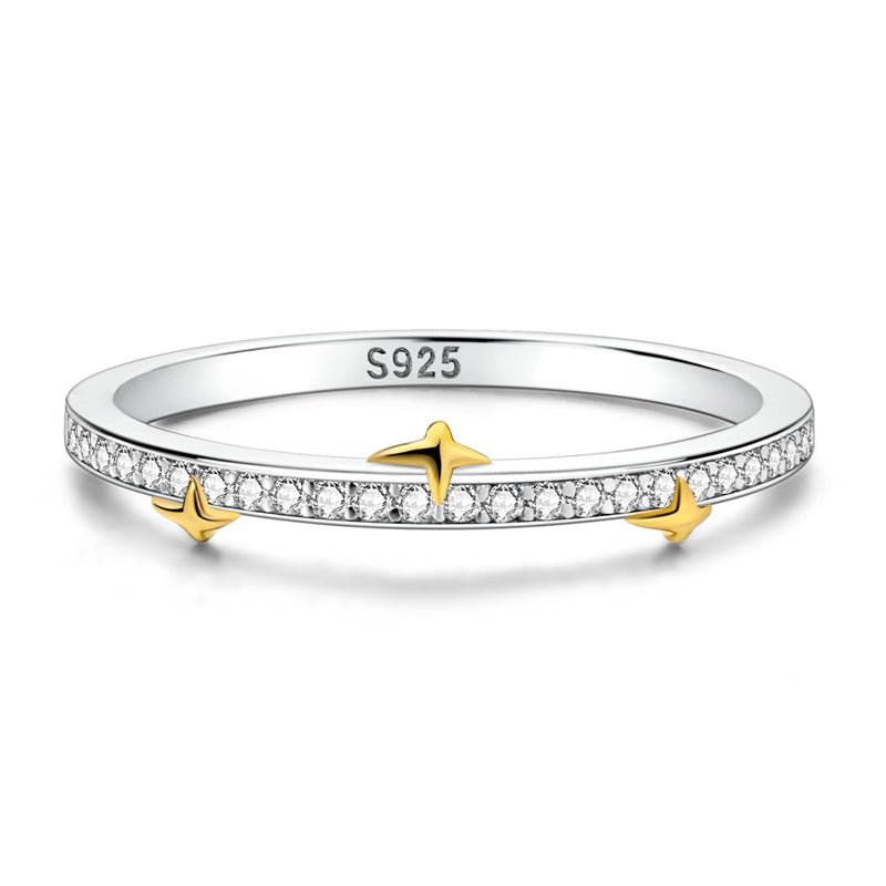 Pangama Jewelry Dainty Star Accent Pavé Band Ring