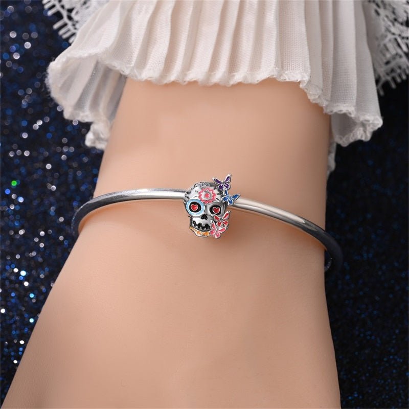 Pangama Jewelry Day of the Dead Sugar Skull with Butterflies Charm