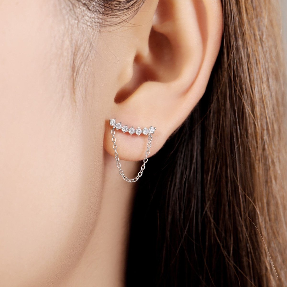 Pangama Jewelry Diamond Chain Stud Earrings