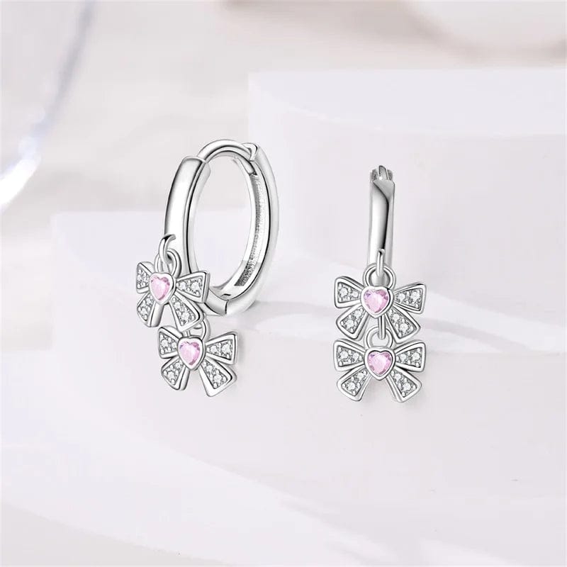 Pangama Jewelry Double Bow Dangle Hoop Earrings