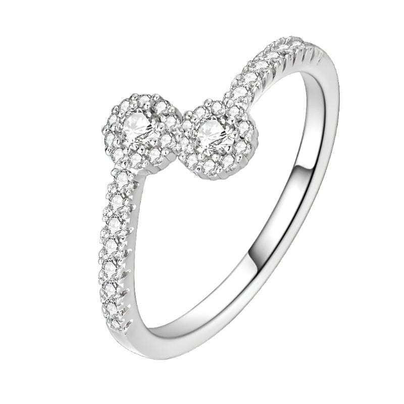 Pangama Jewelry Double Cluster Crystal Band Ring