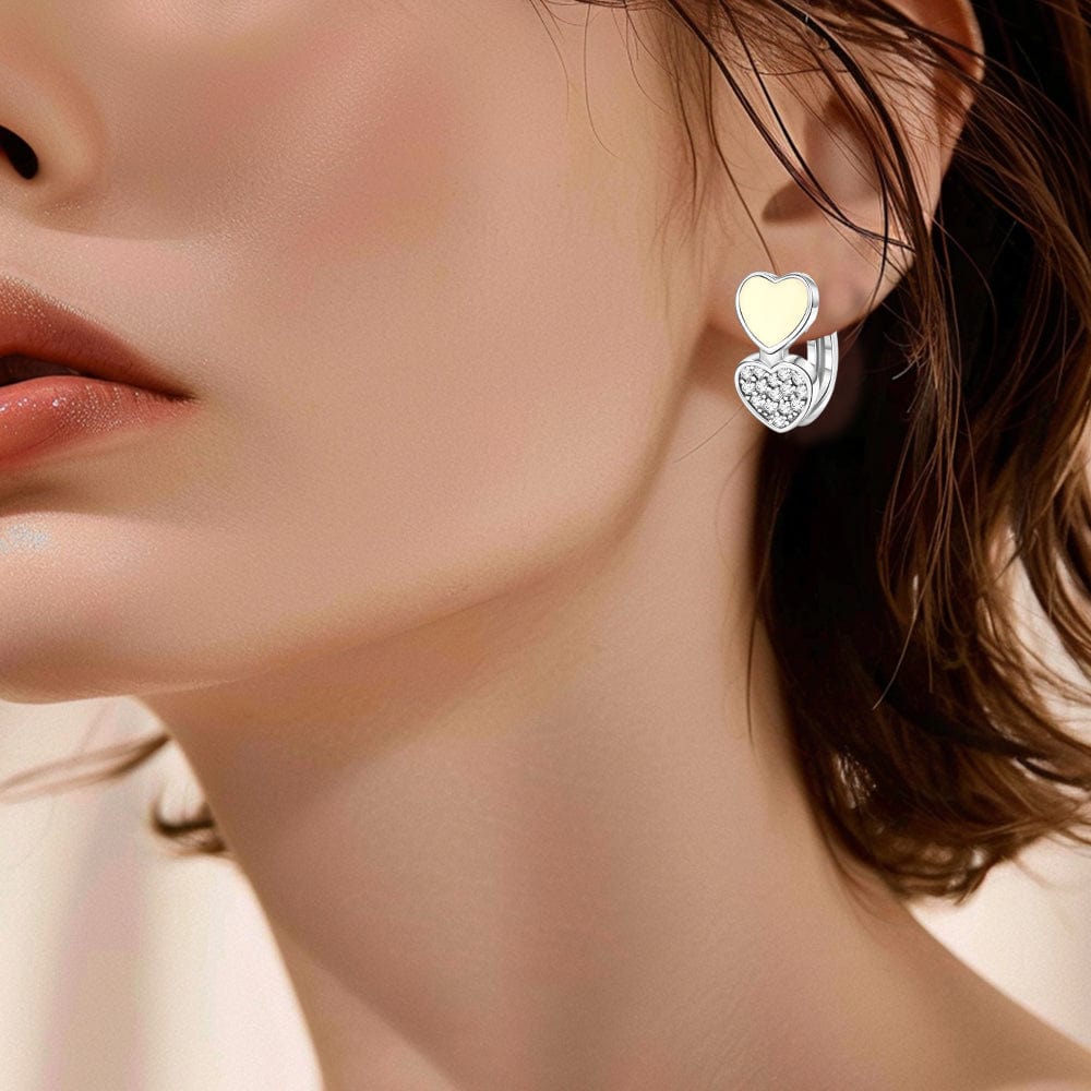 Pangama Jewelry Double Heart Earrings with Yellow Enamel and Crystal Accents