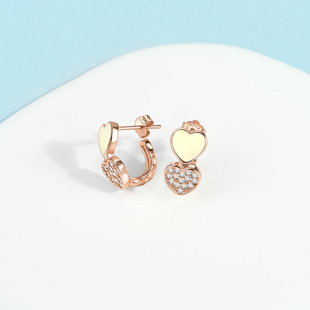 Pangama Jewelry Double Heart Earrings with Yellow Enamel and Crystal Accents