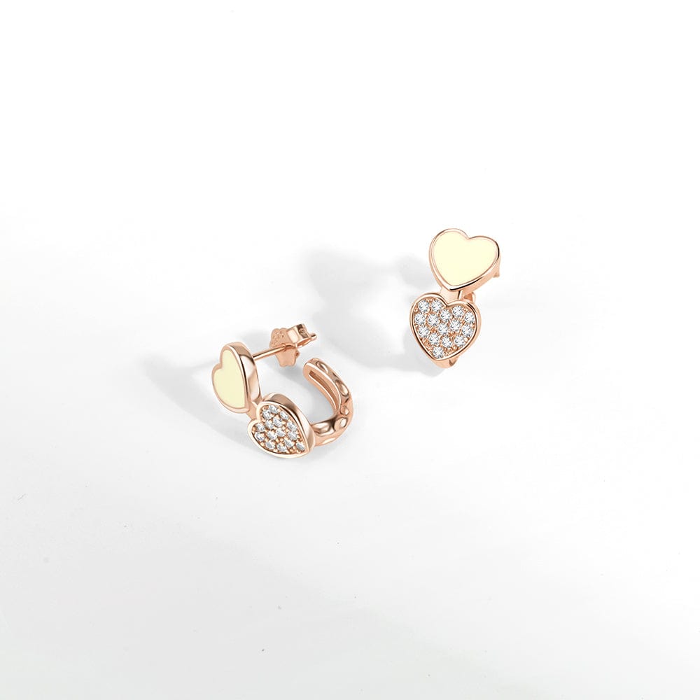 Pangama Jewelry Double Heart Earrings with Yellow Enamel and Crystal Accents