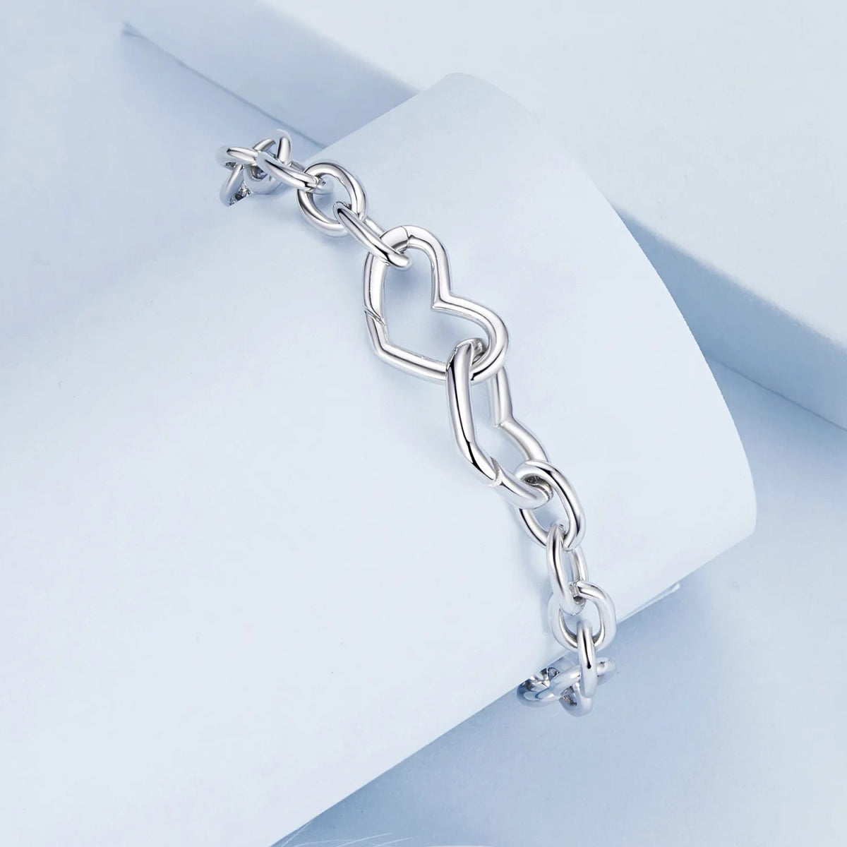 Pangama Jewelry Double Heart Link Chain Bracelet