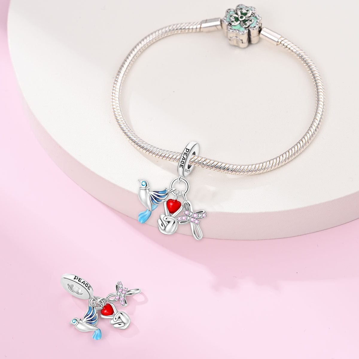 Pangama Jewelry Dove, Heart & Hope Peace Charm