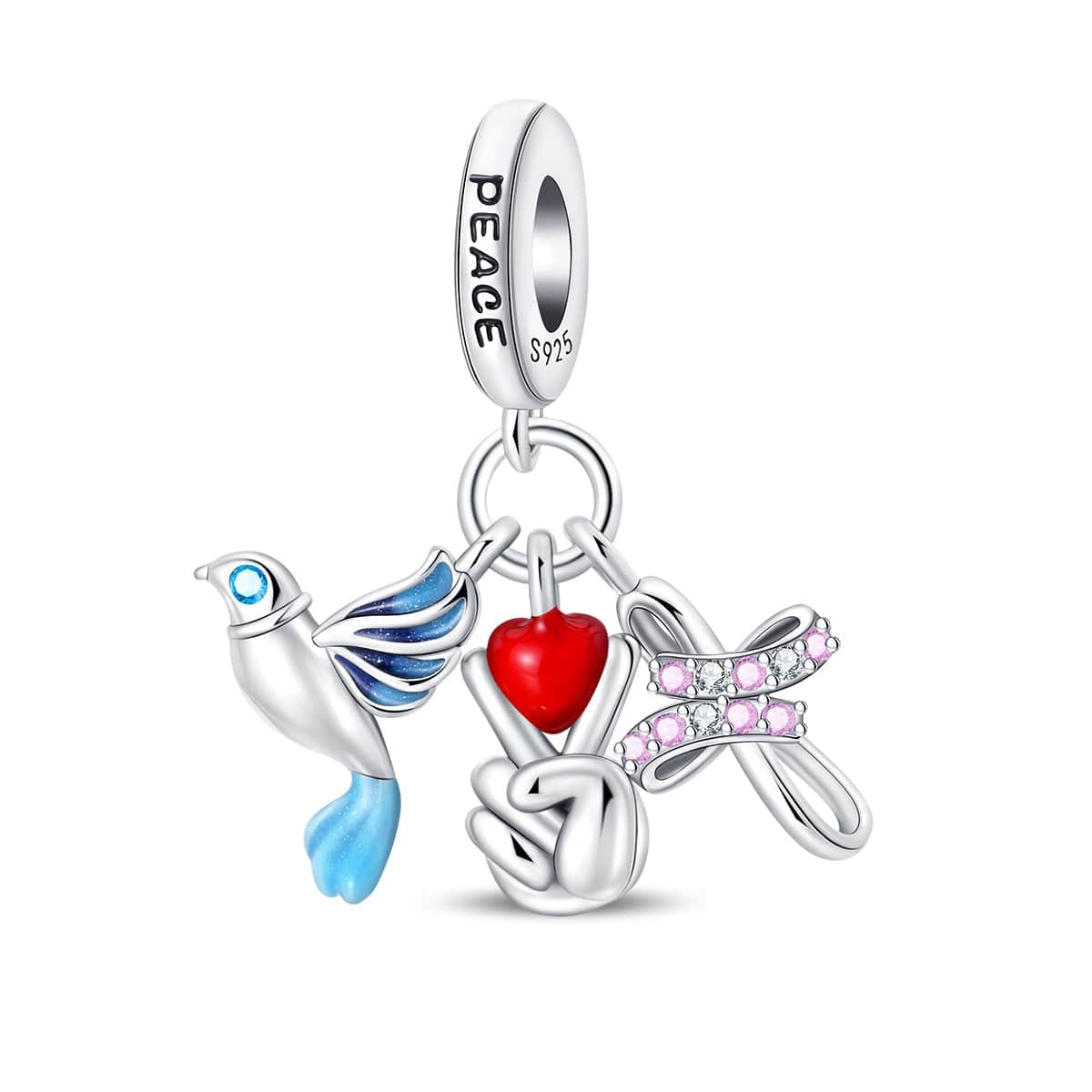 Pangama Jewelry Dove, Heart & Hope Peace Charm