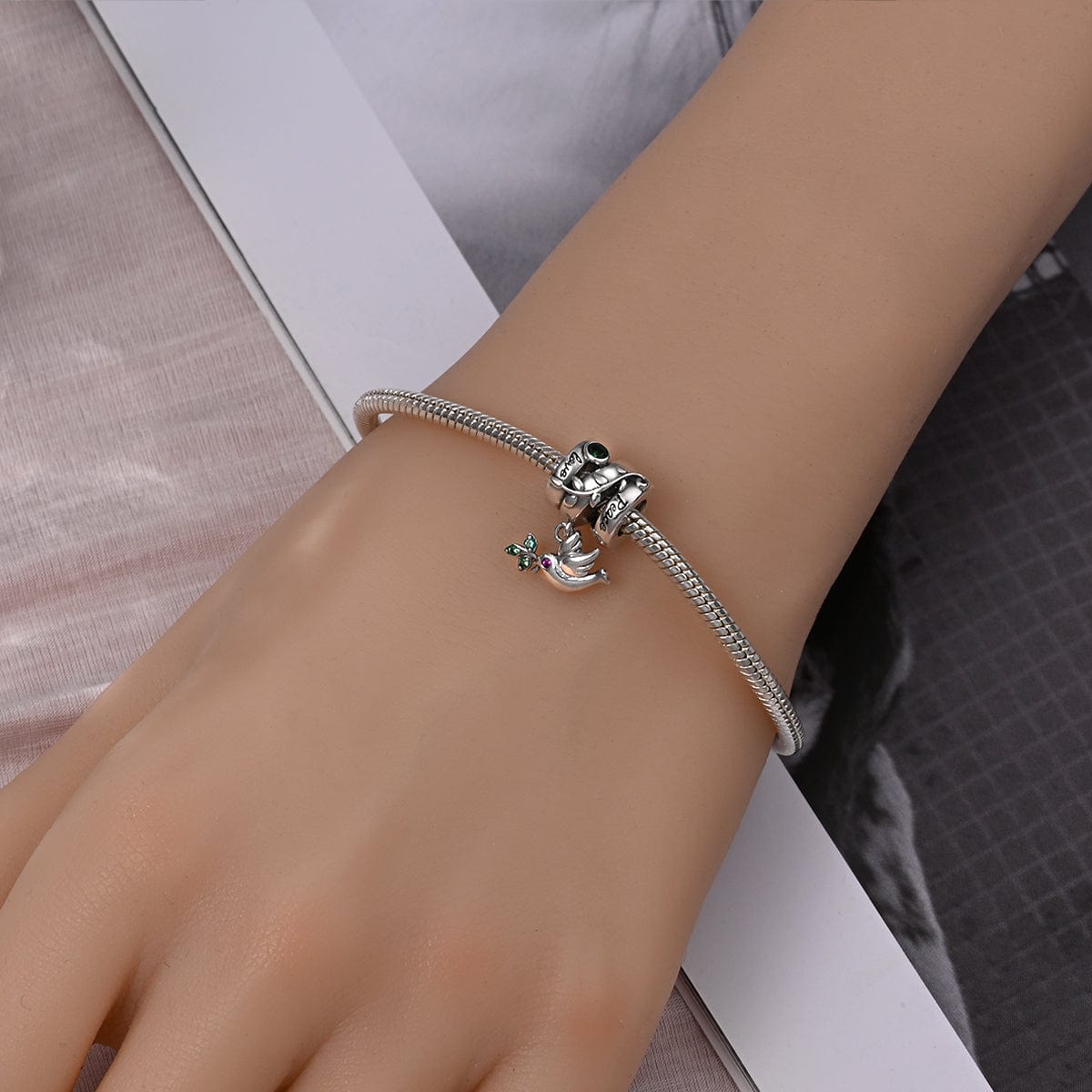 Pangama Jewelry Dove with Love & Peace Dangle Charm